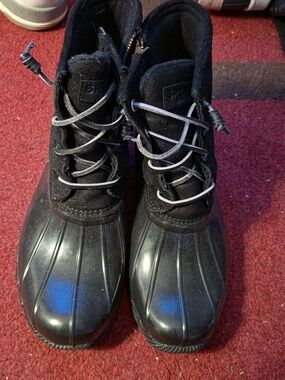Sperry Saltwater Black Wool Rubber Duck Boots Rain Boots Women's Size 7M